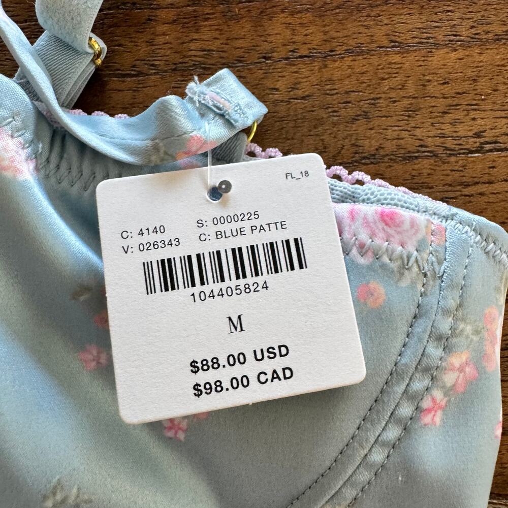 LyreBird (Anthropologie) Silky Printed Longline Satin Bra Top - Size M - Picture 3 of 10